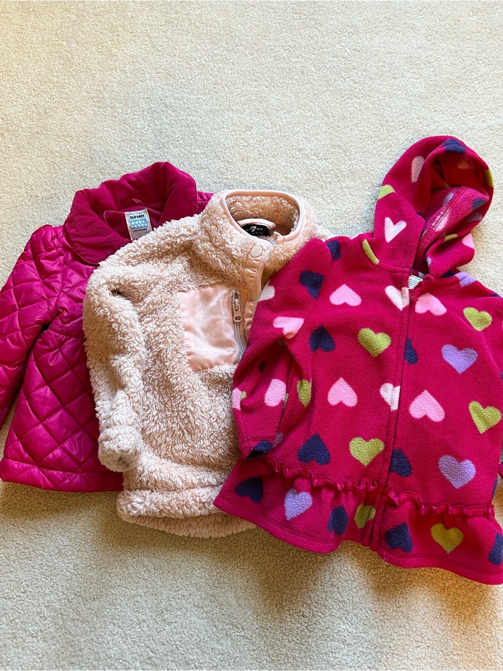 Lot of 3 toddler jackets, 12-24m